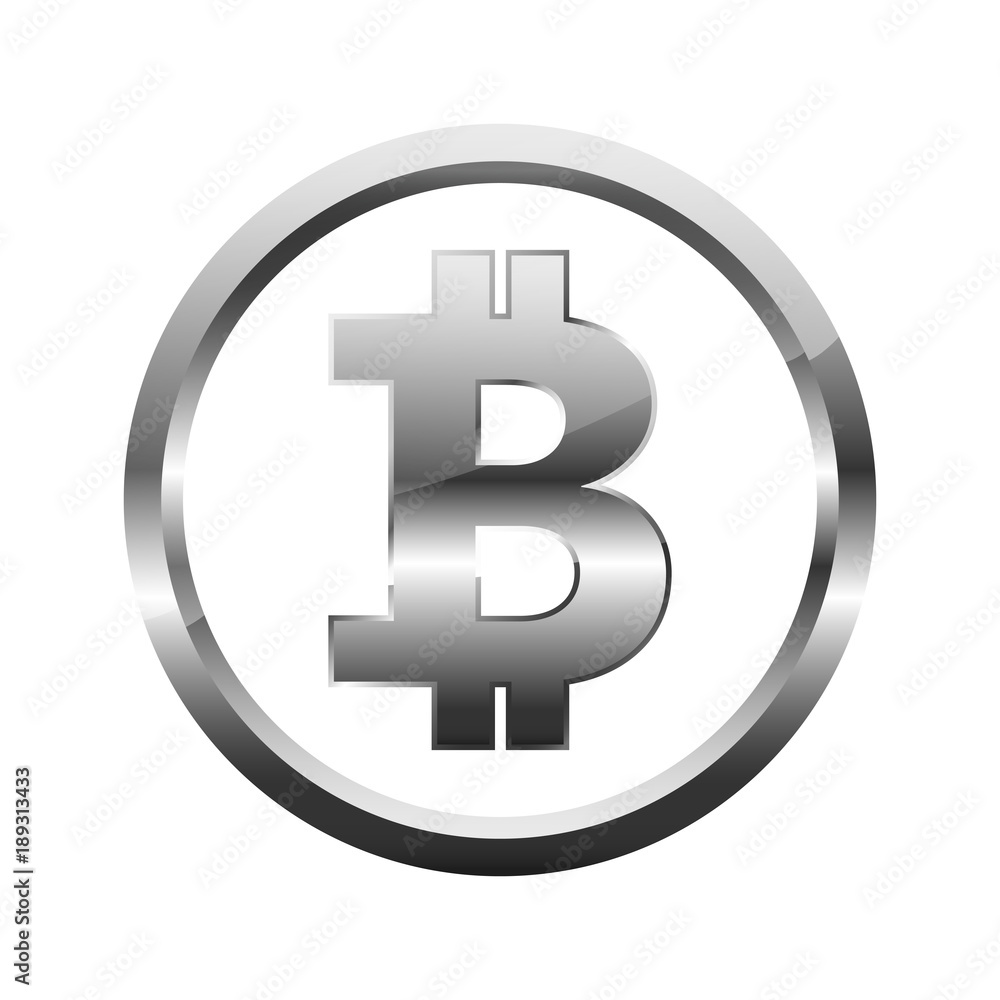 Silver Bitcoin icon. Vector illustration Silver Bitcoin icon. Vector illustration