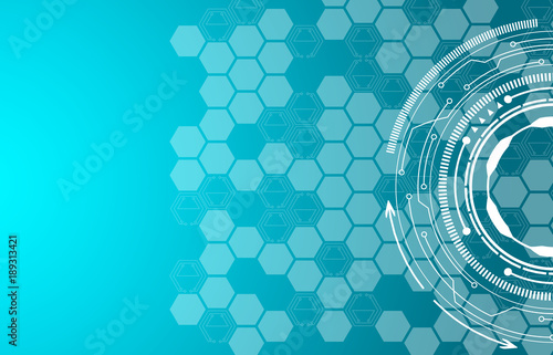 
Vector illustration, high technology computer. Light green and blue background color