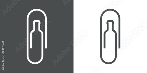 Logotipo clip con silueta botella vino gris y blanco