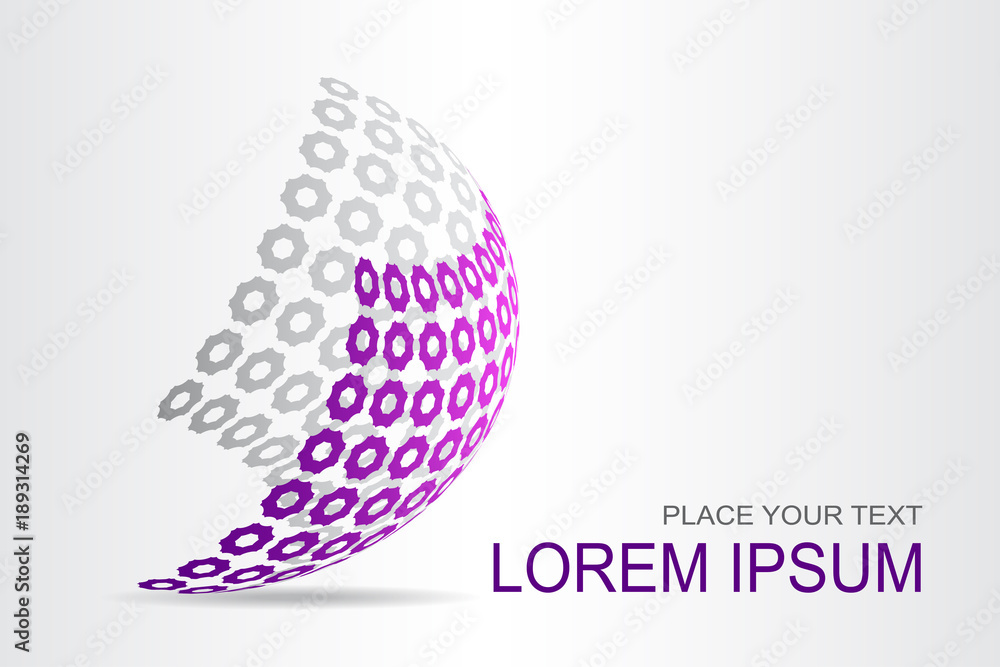 Obraz premium Logo stylized spherical surface with abstract shapes