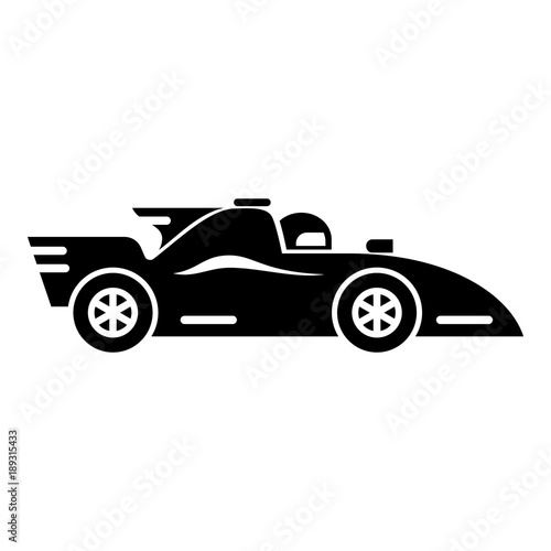 Racing car icon, simple black style