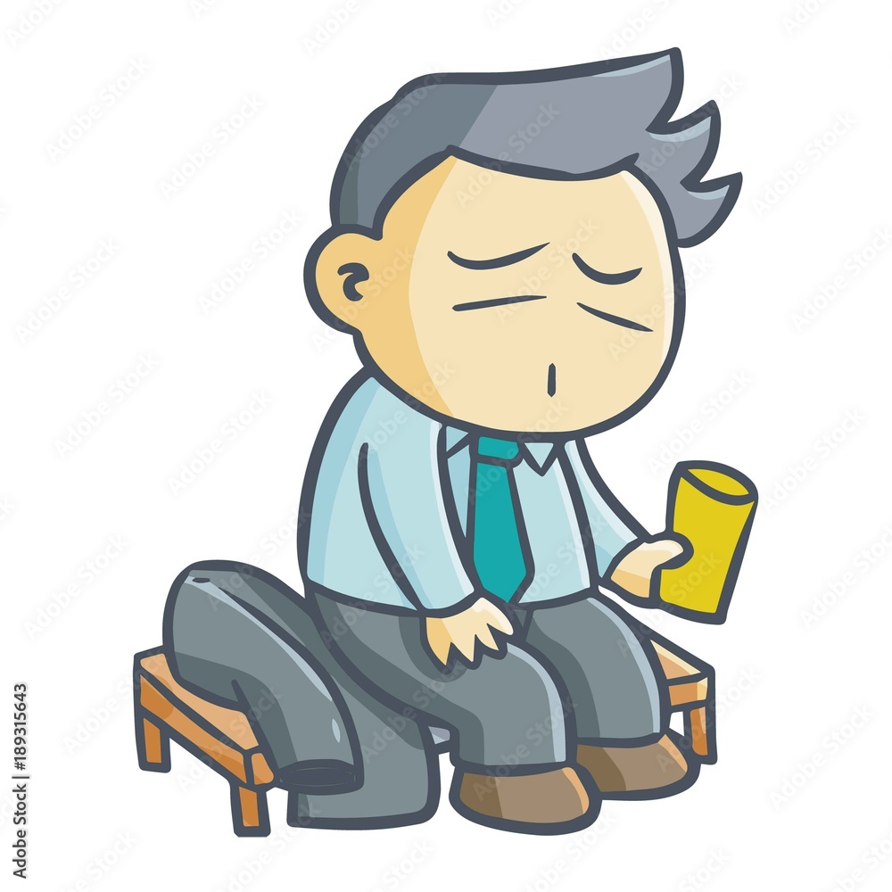 Cute and funny businessman get rest and have a drink - vector.