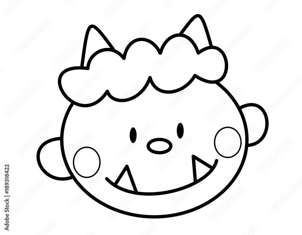 鬼の顔(線画、頬) 鬼の顔(線画、頬)
