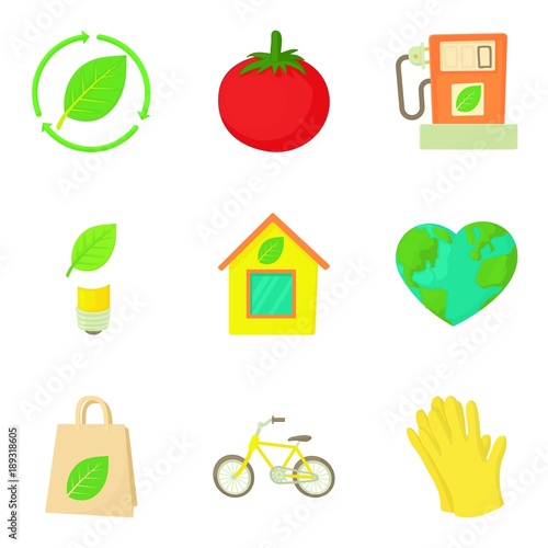 Cereal icons set, cartoon style