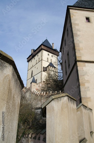 Medieval castle Karlstejn in the Czech Republic. The castle was founded around 1348 as the seat of Roman Emperor and Czech King Charles IV.