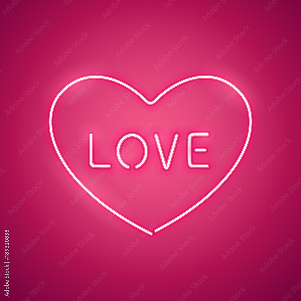 Pink Love in the Heart Neon Banner