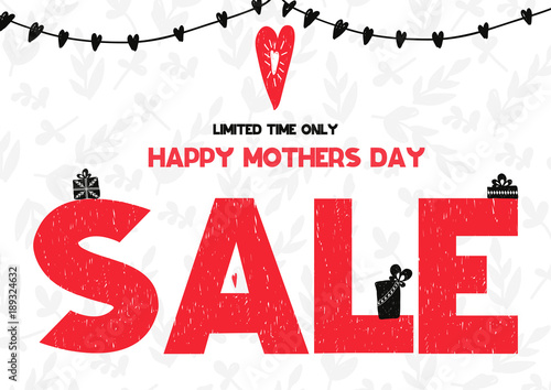 Limited time only Happy Mothers Day sale card. Vector illustration