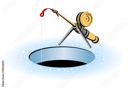 Short fishing rod for winter ice fishing.