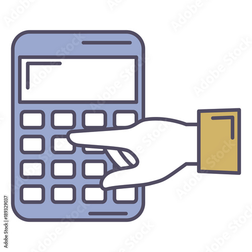 hand human with calculator math isolated icon vector illustration design