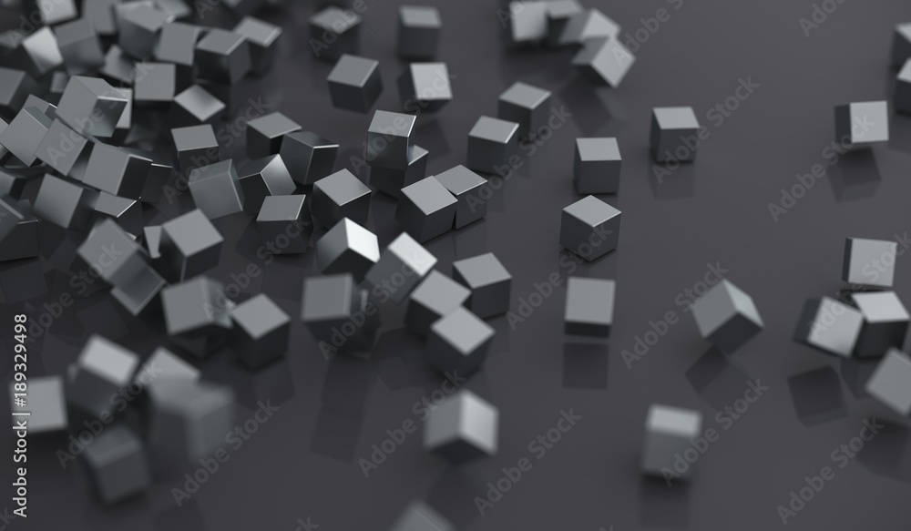3D Rendering Of Abstract Pile Of Metal Cubes Background 3D Rendering Of Abstract Pile Of Metal Cubes Background