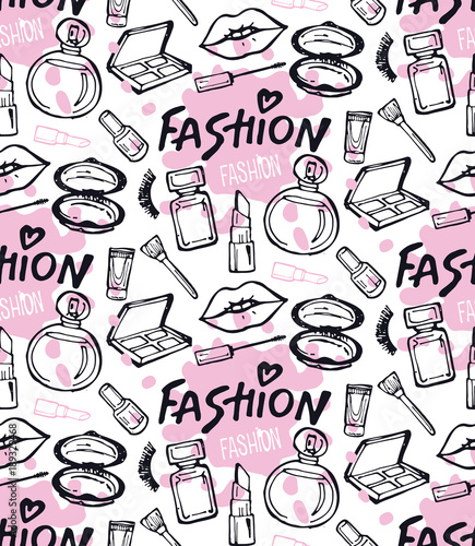 Hand drawn doodle fashion pattern