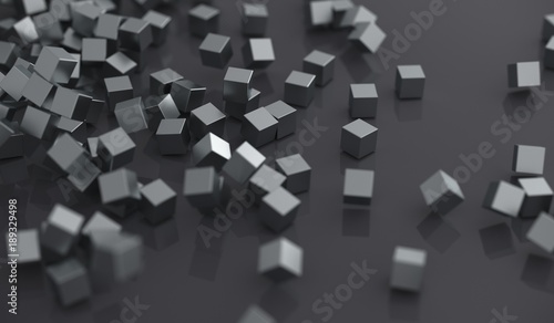 3D Rendering Of Abstract Pile Of Metal Cubes Background