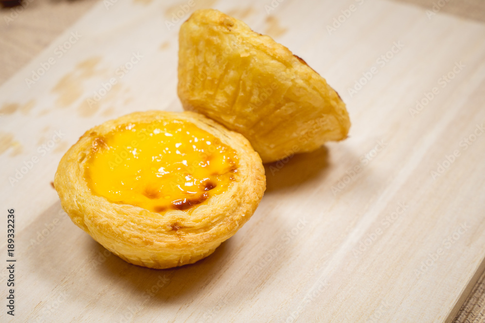 Egg tart sweet dessert with egg and custard cream Egg tart sweet dessert with egg and custard cream