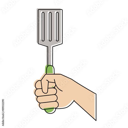 Hand with turner utensil icon vector illustration graphic design