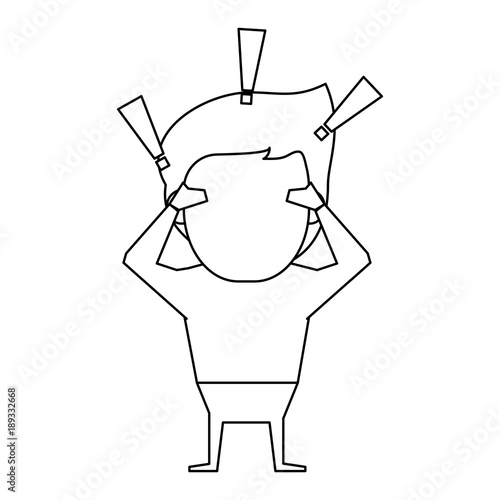 Man surprised with hands up icon vector illustration graphic design