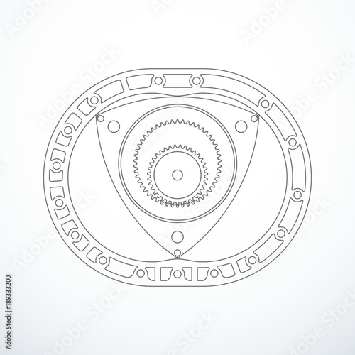 Rotary Wankel engine. Vector illustration