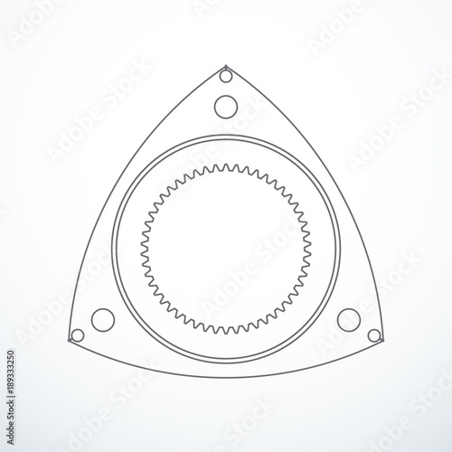 Rotor of rotary Wankel engine. Vector illustration