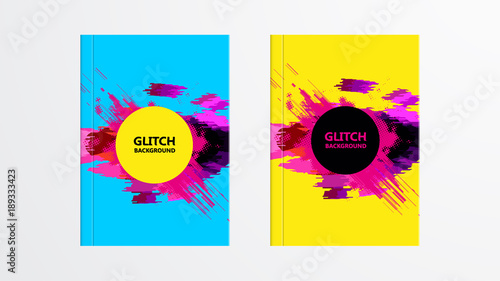 Covers with Abstract Glitch Graphics Design. Colorful backgrounds. Applicable for Banners, Placards, Posters, Flyers. Eps10 vector template.