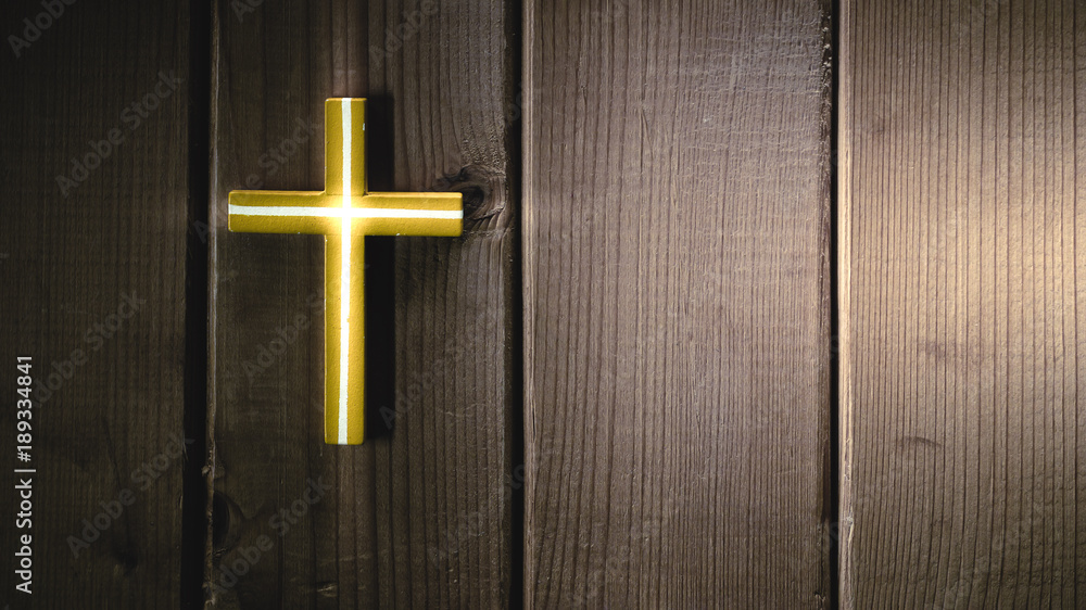 light of cross on wooden.Christian, Christianity, Religion background.