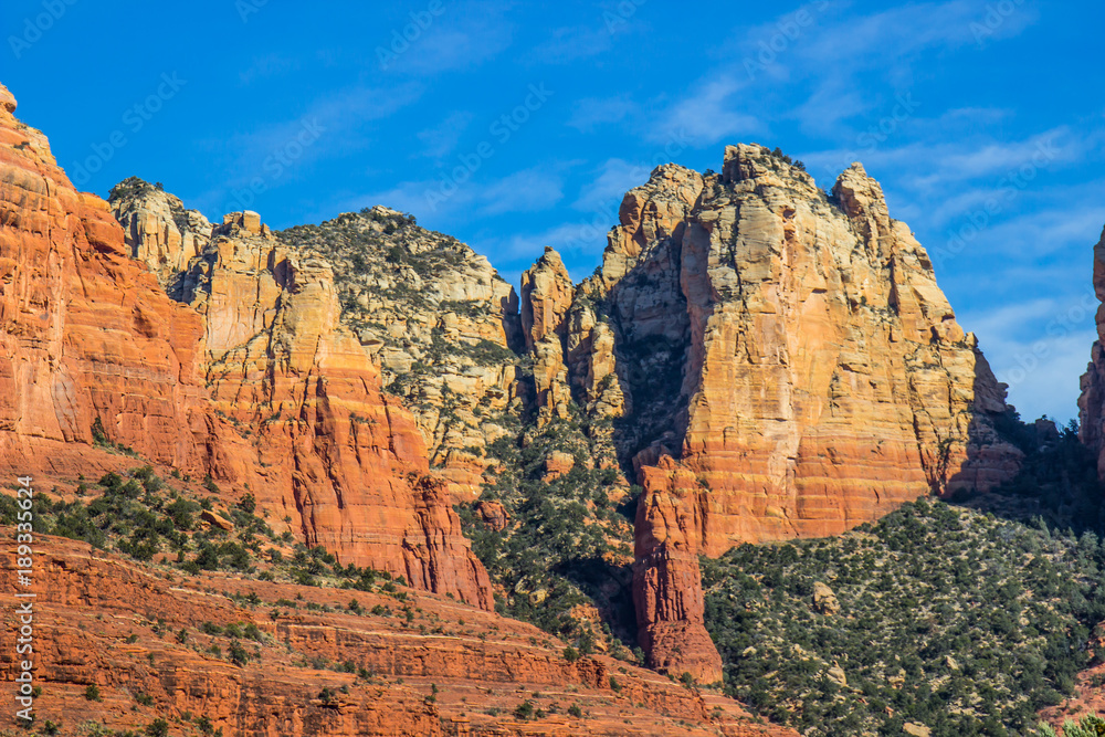 Sheer Cliffs On Red Rock Mountains In Arizona