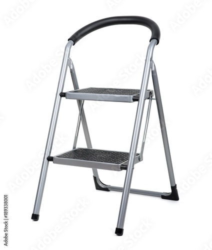 Two steps metal ladder isolated on white background.