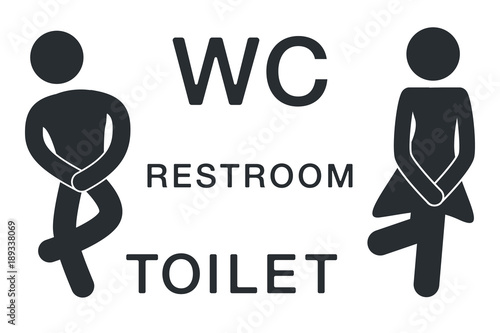 WC Sign for Restroom. Toilet Door Plate icons. Men and Women Vector Symbols