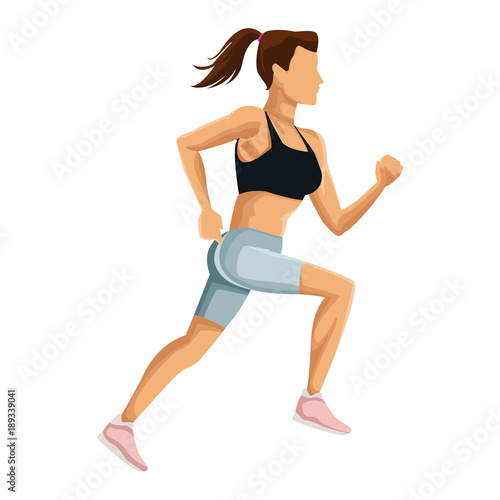 Fitness woman running icon vector illustration graphic design © Jemastock