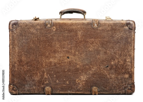 Old suitcase isolated on white background