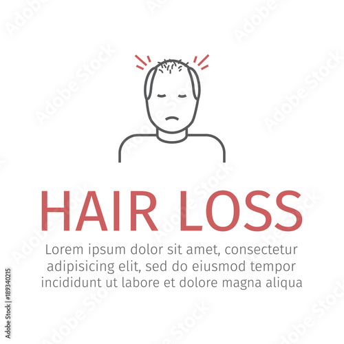Hair Loss line. Vector sign for web graphic.