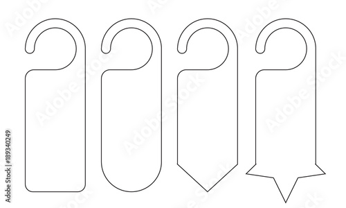 Vector Set of unique door hangers with trendy line style isolated on white background. Door hanger mockup.