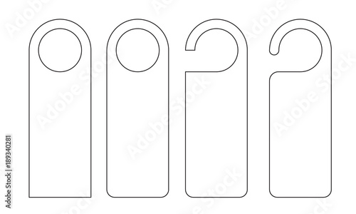 Vector Set of unique door hangers with trendy line style isolated on white background. Door hanger mockup.
