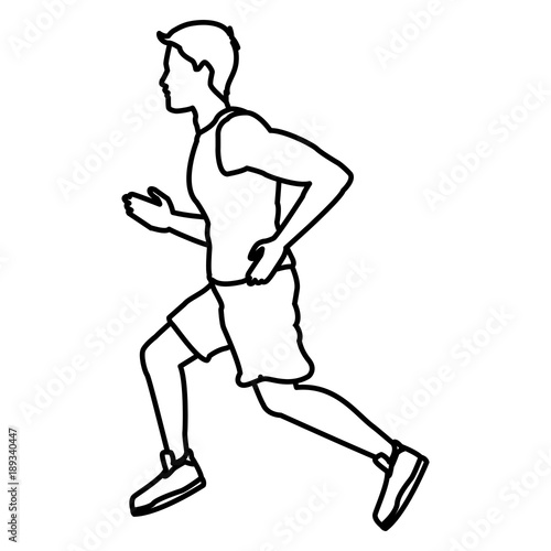 Fitness man running icon vector illustration graphic design © Jemastock