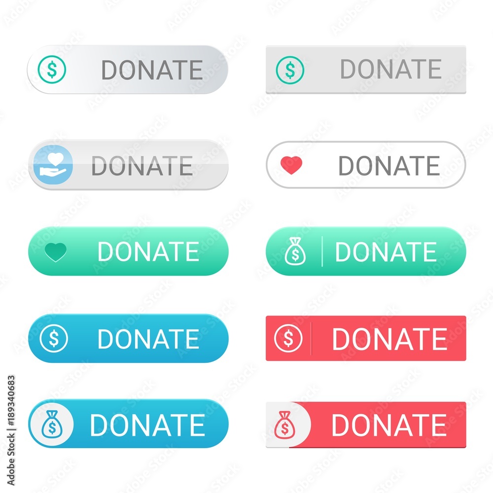 Donate buttons set for web sites with small icons Donate buttons set for web sites with small icons