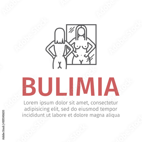 Bulimia, anorexia. Line icon. Vector sign.