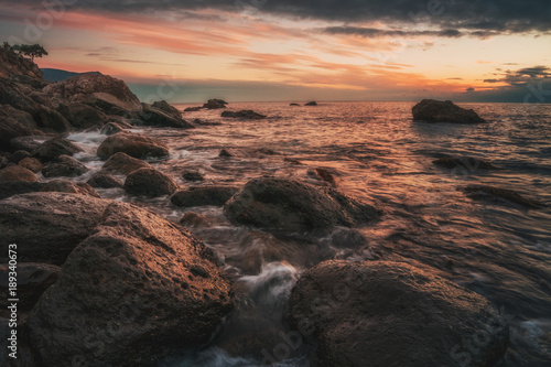 Long exposure of sea and rocks © YURII Seleznov