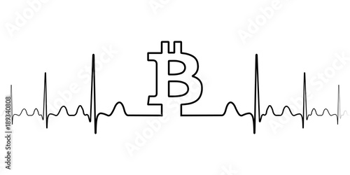 fluctuation in the exchange rate bitcoin illustration, vector fluctuation of bitcoin one line drawing, minimalism art