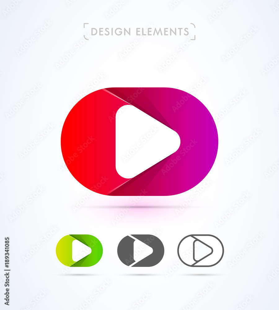 Abstract vector play button logo template. Material design, flat and line style Abstract vector play button logo template. Material design, flat and line style