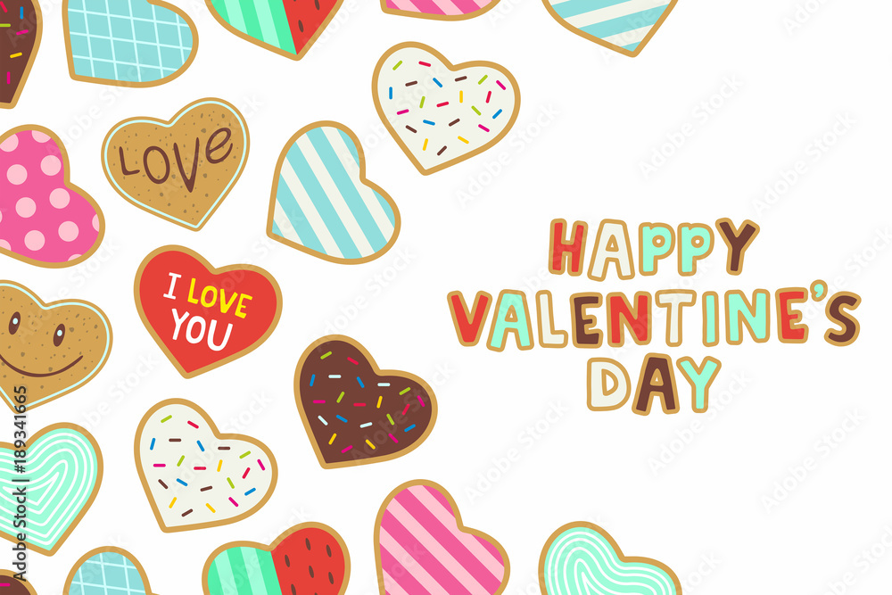 Happy Valentine's day. background with heart shaped cookies