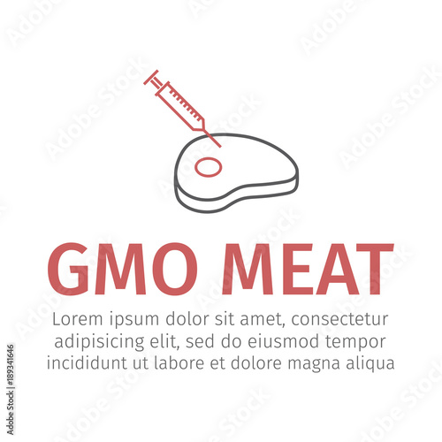 GMO meat line icon.. Vector sign.