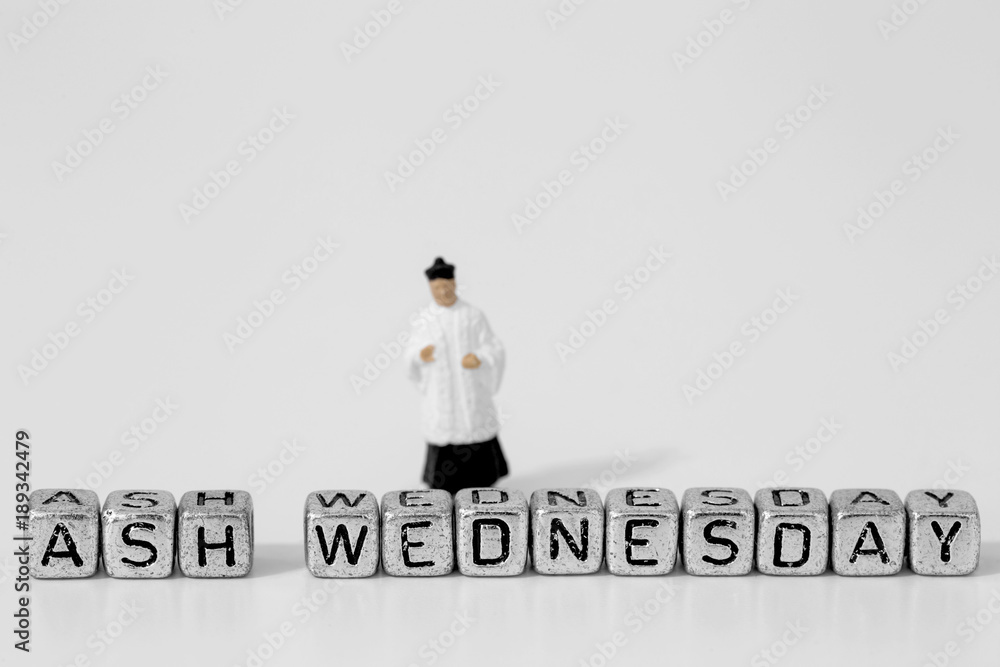 Miniature scale model priest with Ash Wednesday on beads Miniature scale model priest with Ash Wednesday on beads