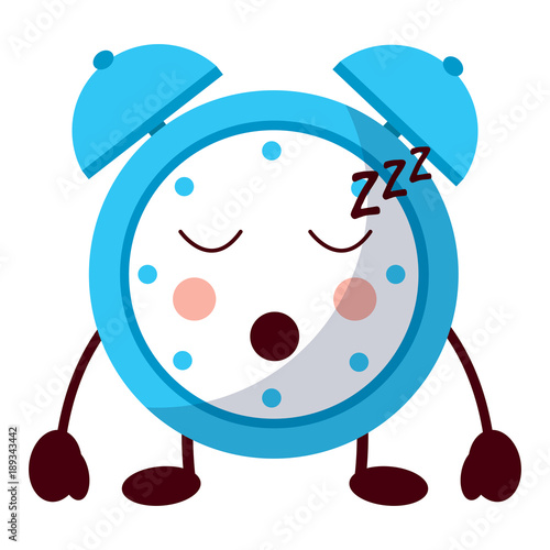 kawaii cartoon sleep clock alarm character vector illustration