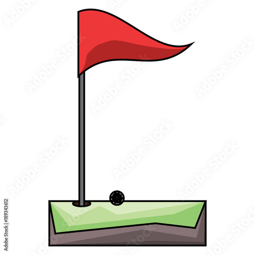 Golf hole and flag icon photo