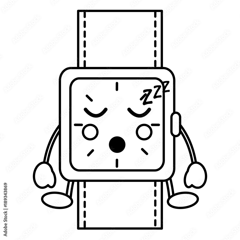kawaii wrist watch bracelet square cartoon vector illustration outline image kawaii wrist watch bracelet square cartoon vector illustration outline image