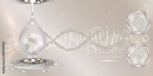 Collagen Serum drop with advertising background ready to use, luxury skin care ad. illustration vector.