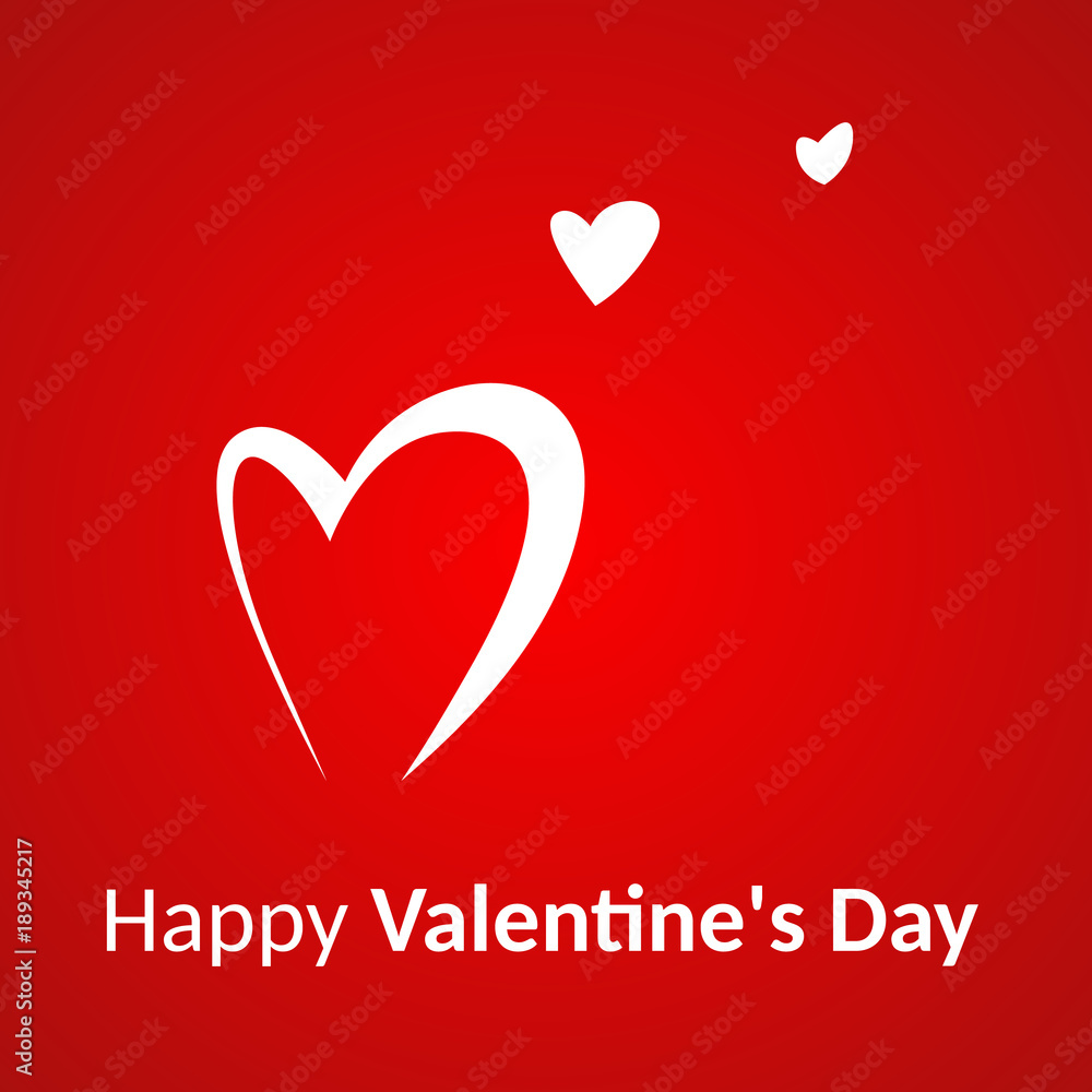 Happy Valentines Day White Heart With Tagline Stock Vector | Adobe ...