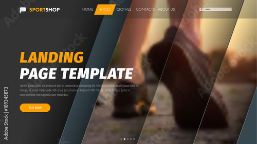 Template vector header with diagonal elements for photo and text.