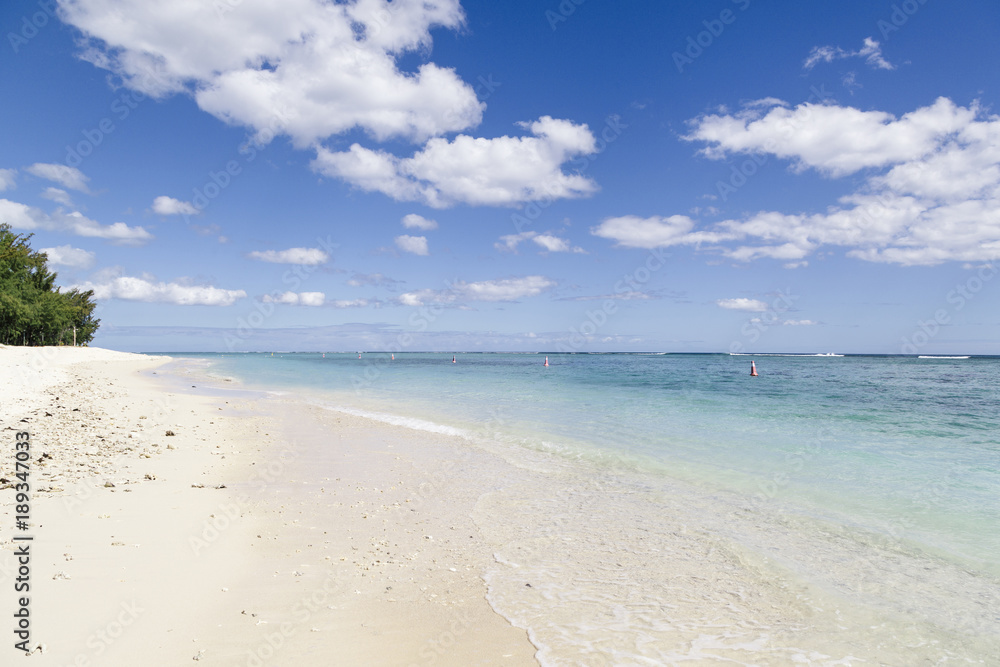 Crystal clear beach of Mauritius Island in summer Crystal clear beach of Mauritius Island in summer
