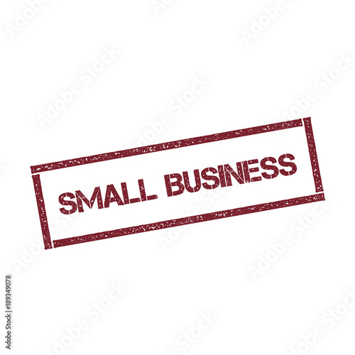 Small business rectangular stamp. Textured red seal with text isolated on white background, vector illustration.