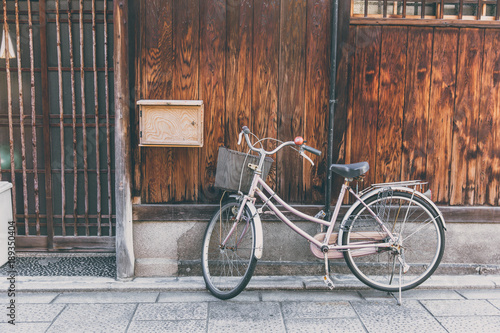 retro bike parking in Japan vintage color tone