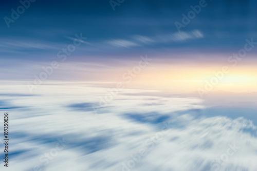 Fototapeta Naklejka Na Ścianę i Meble -  moving cloud sky view from aircraft for going future and forward concept background